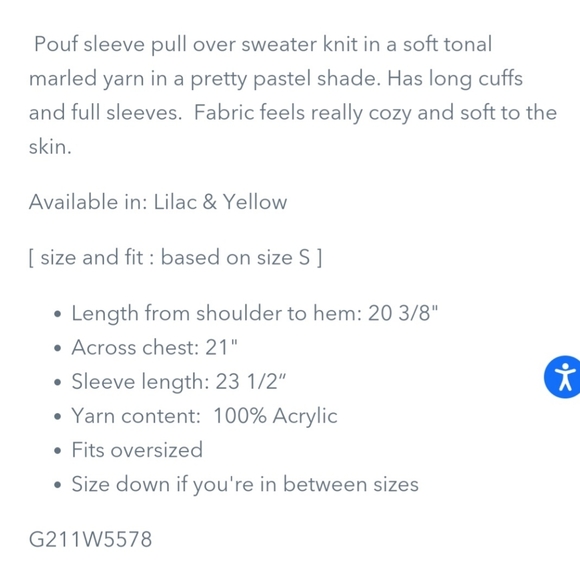 Greylin yellow knit sweater puffy sleeves - Picture 14 of 14